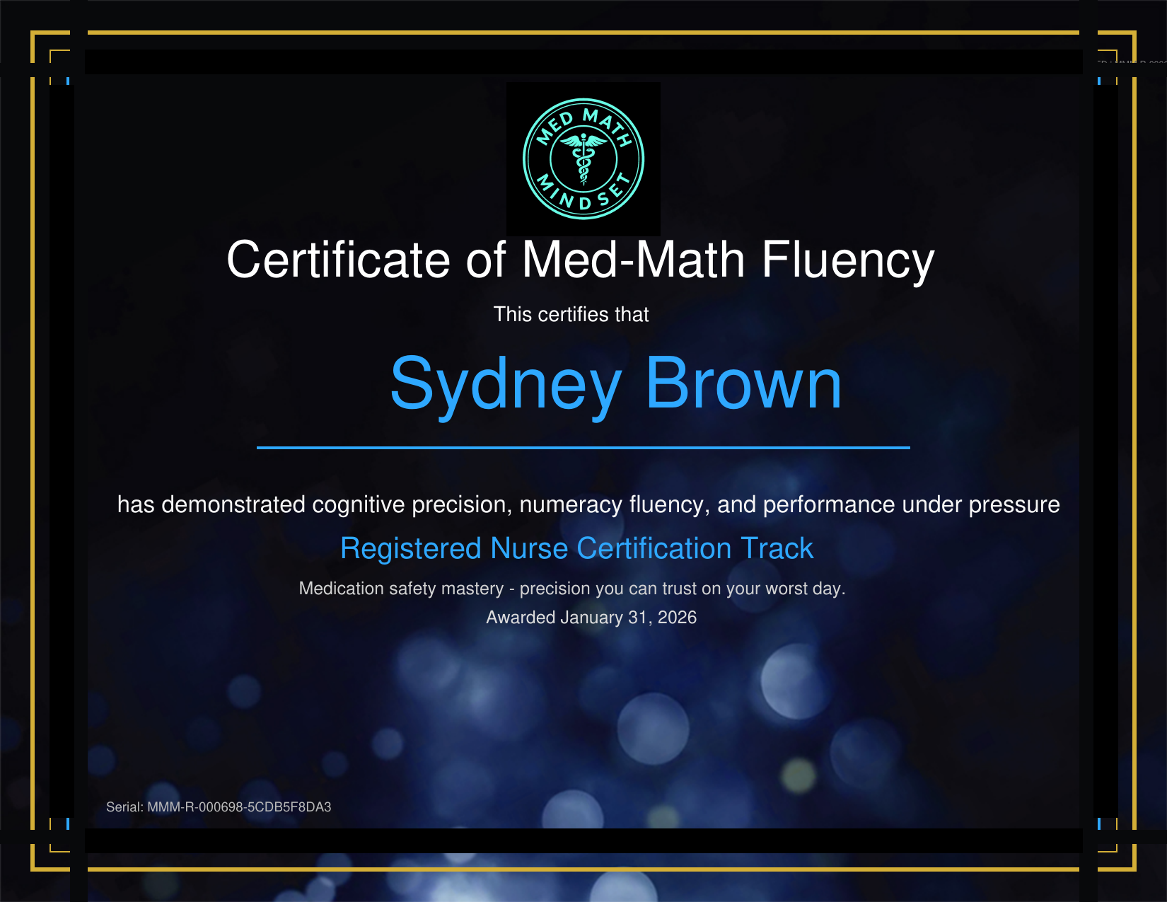 Sample certificate preview